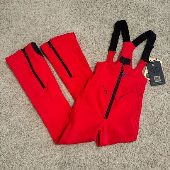 Goldbergh Phoebe Ski Pants Salopettes Bibs NWT Flame Red US 2 - Picture 1 of 6